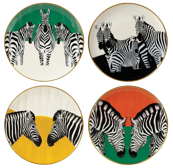 Zebra Plates Set / 4 (MY078)